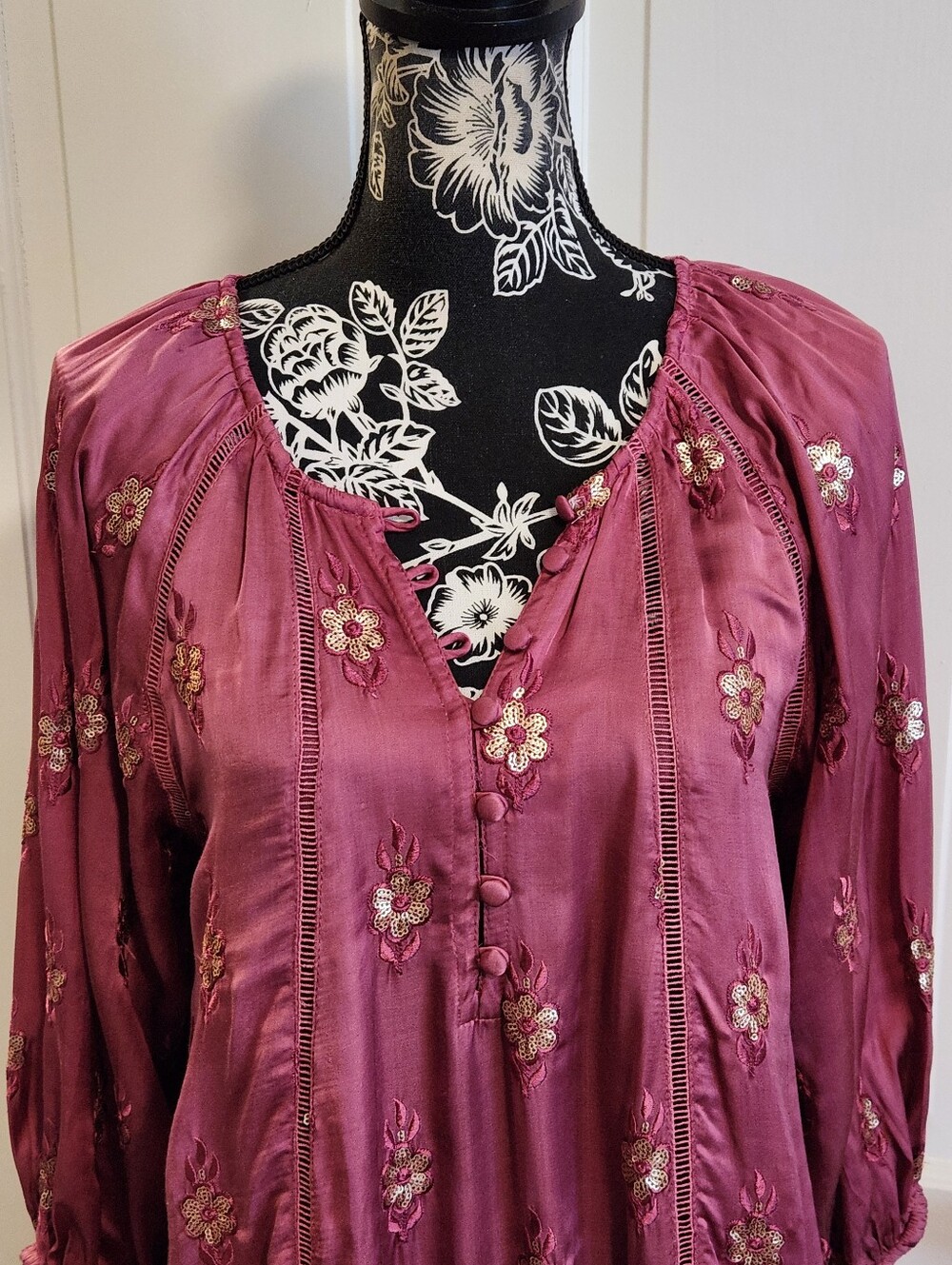 💖Clara The Label💖 - Berry Pink Boho Dress w/Gold Sequin Accents - Picture 6 of 14